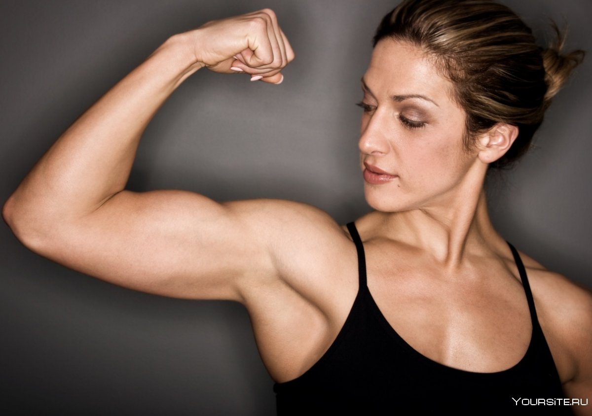 Female flexing muscles