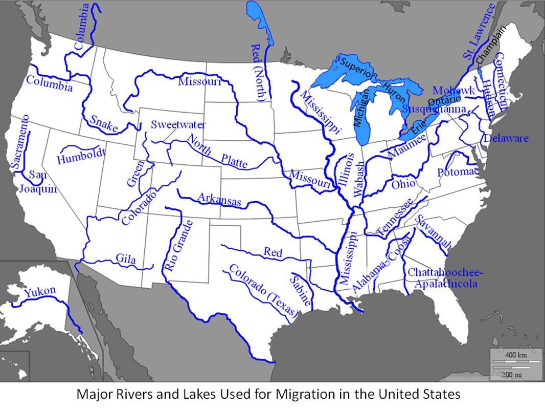 Реки США на карте
