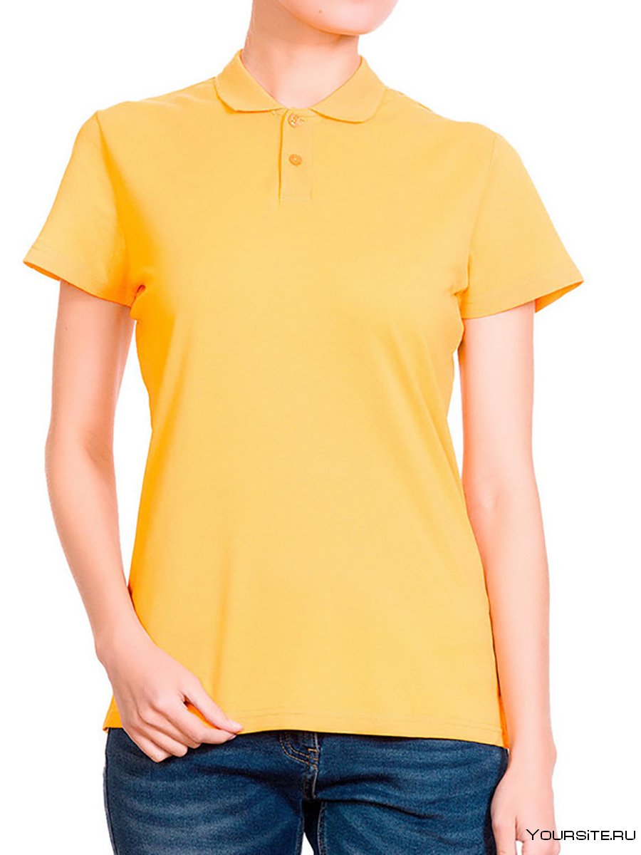 Желтая футболка поло женская