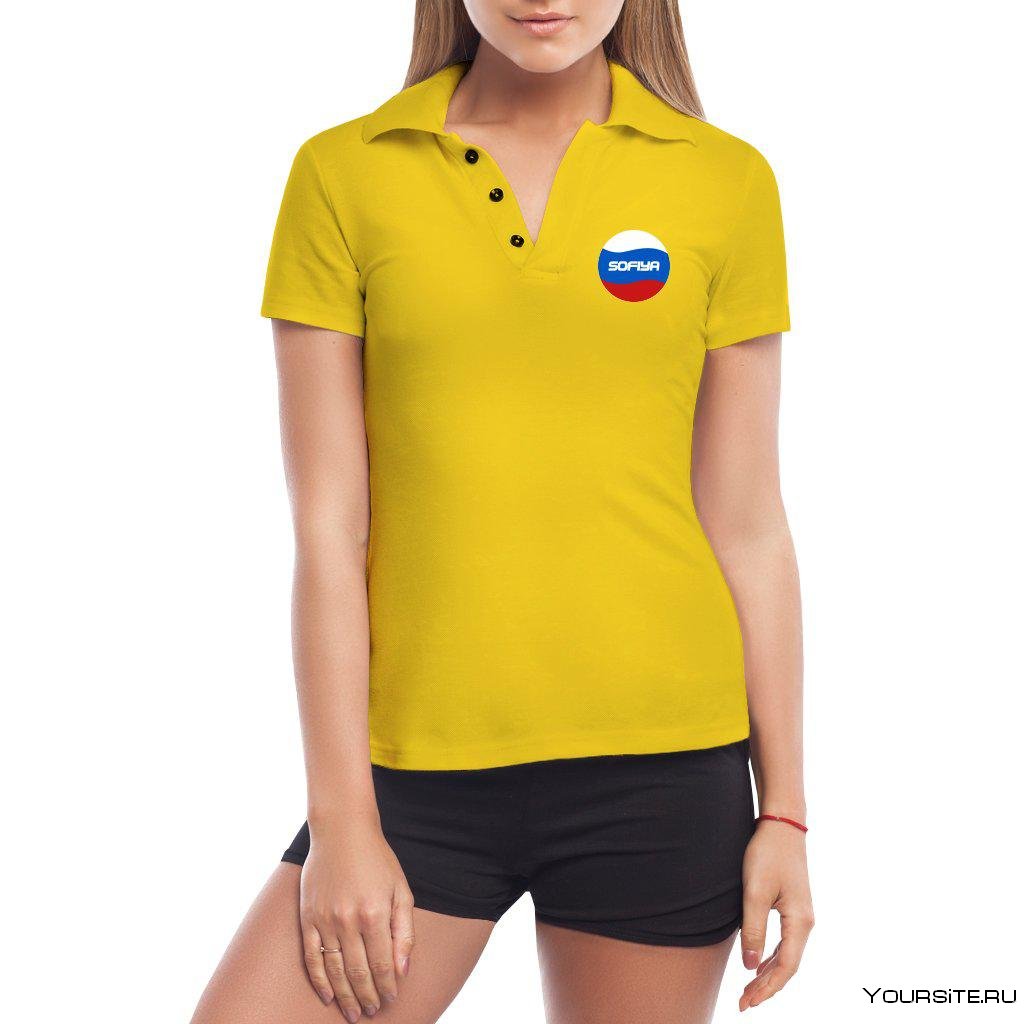 Желтая футболка поло женская