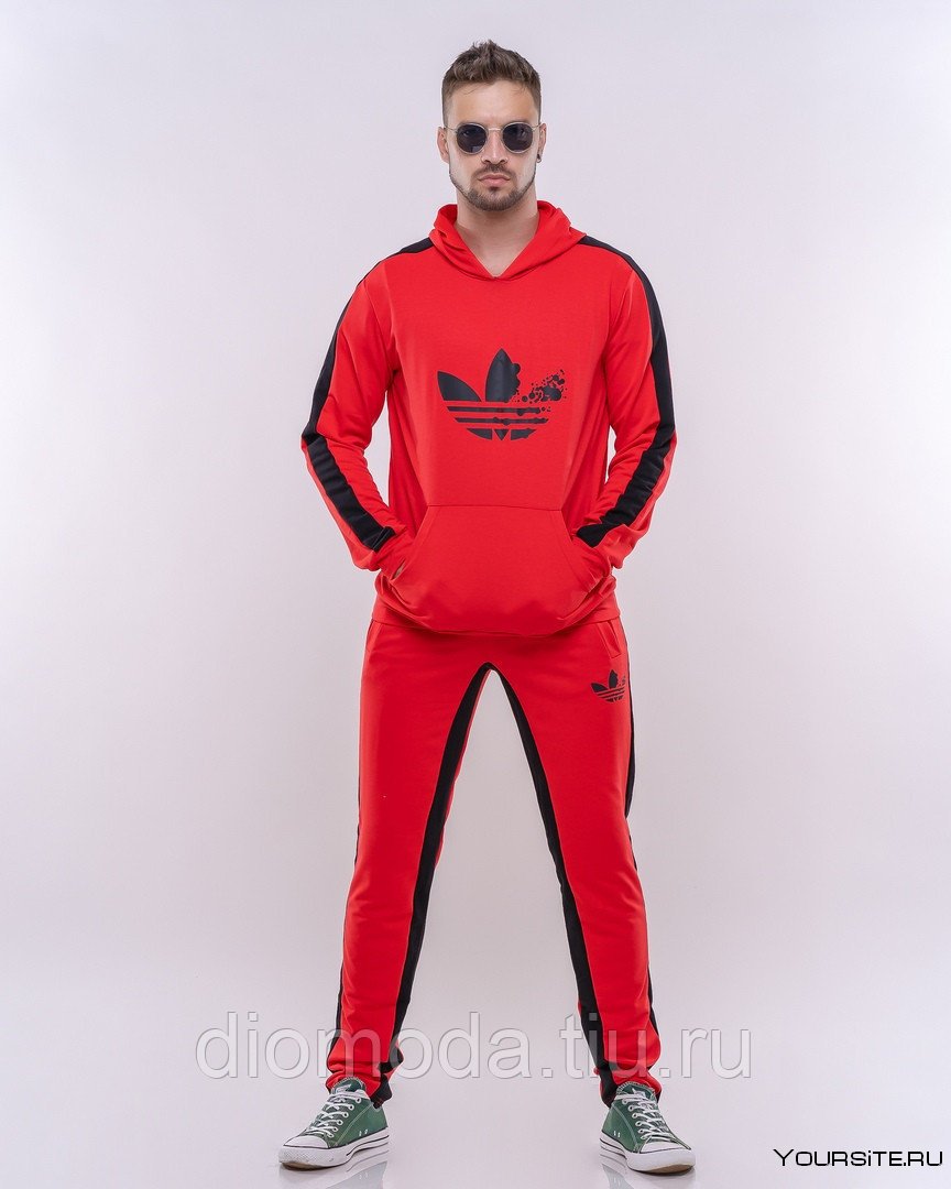 Красный спортивный костюм мужской adidas