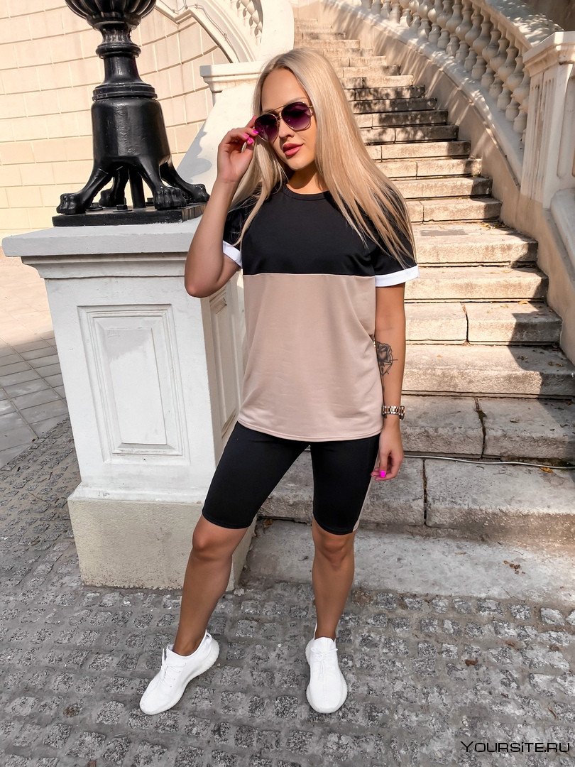 Велосипедки и майка оверсайз