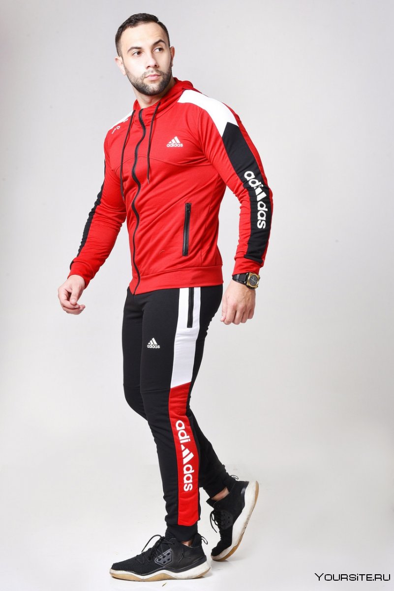 Красный спортивный костюм мужской adidas