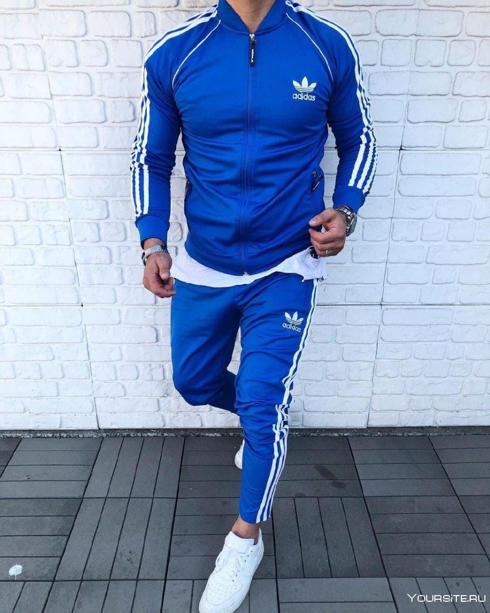 Синий мужской спортивный костюм адидас adidas