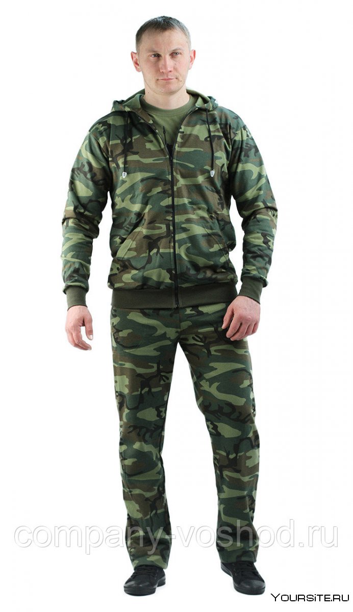 Костюм трикотажный "тир-3" серо-зеленая цифра (куртка + брюки 100%х/б) (44-46)