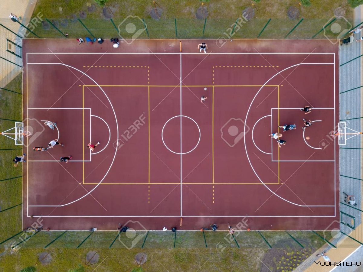 Площадка баскетбола сверху