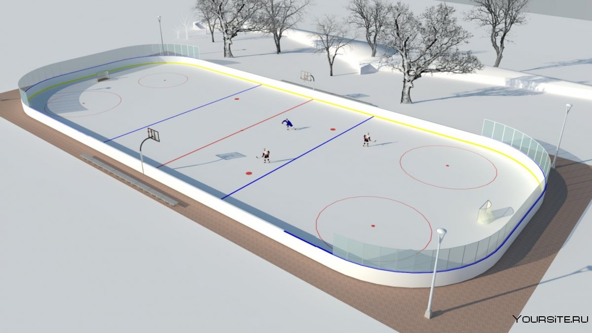 3d-model хоккейная площадка 56х26м