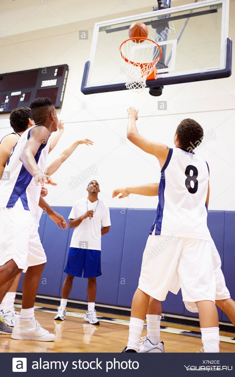 Студенты играют в баскетбол