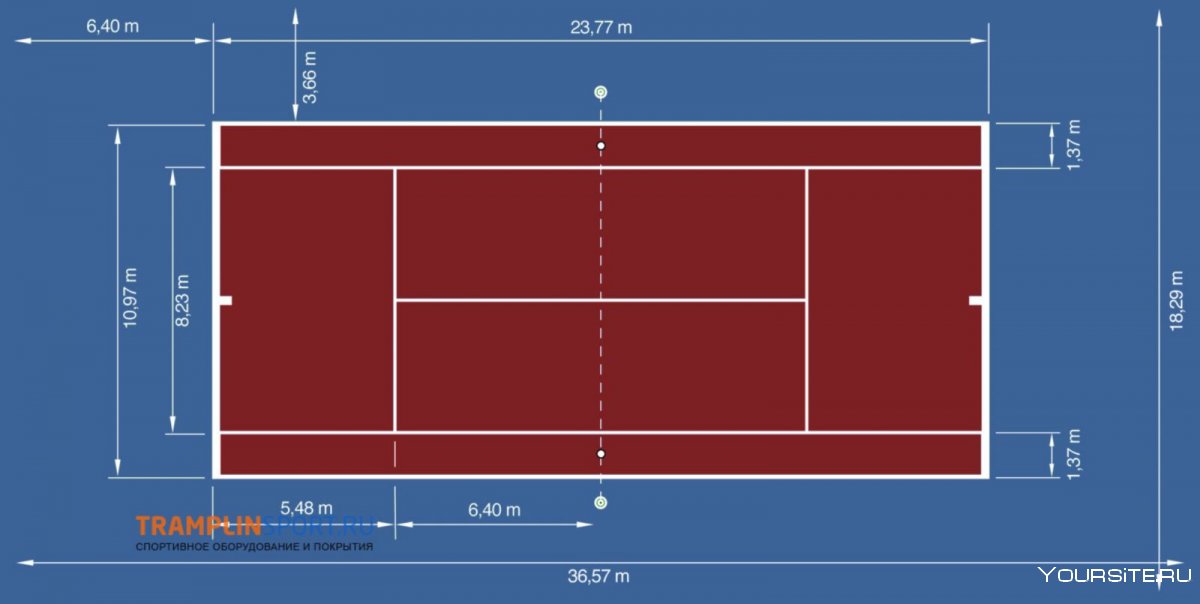 Размер теннисного корта стандарт для большого тенниса