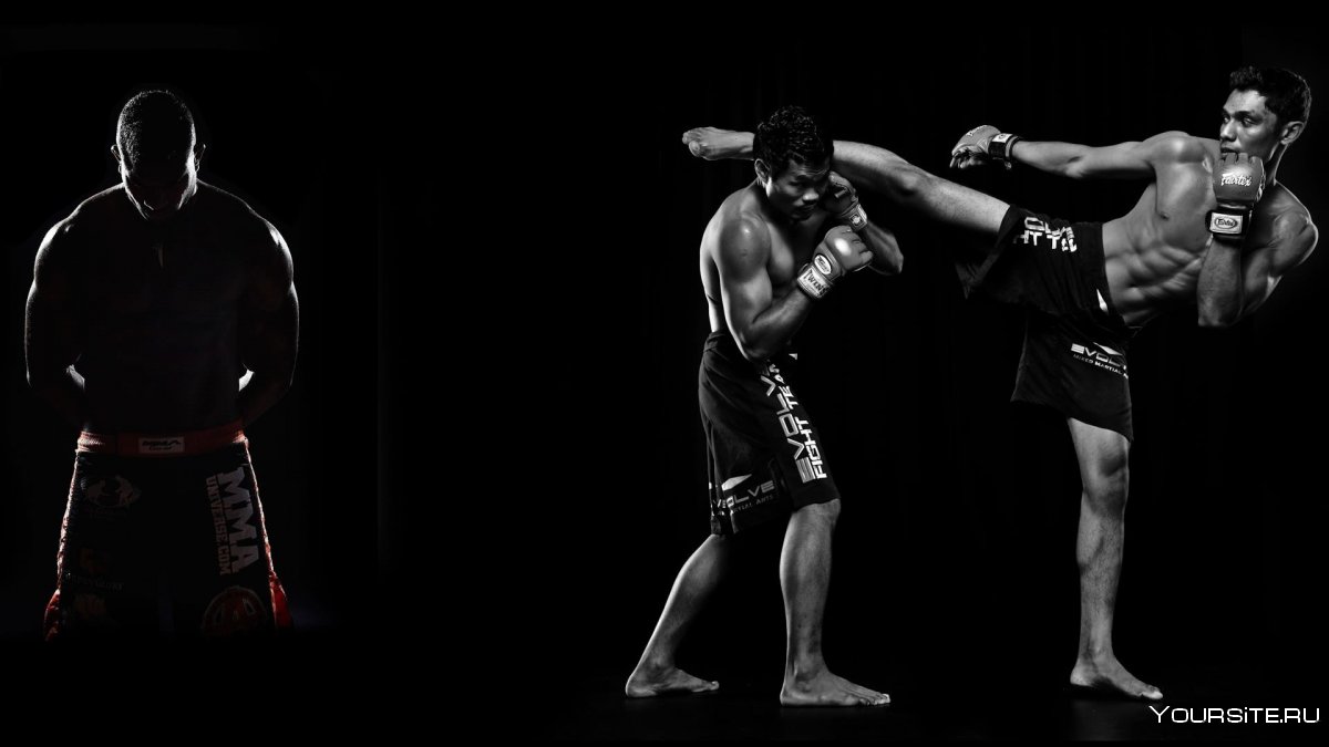 Тайский бокс на черном фоне