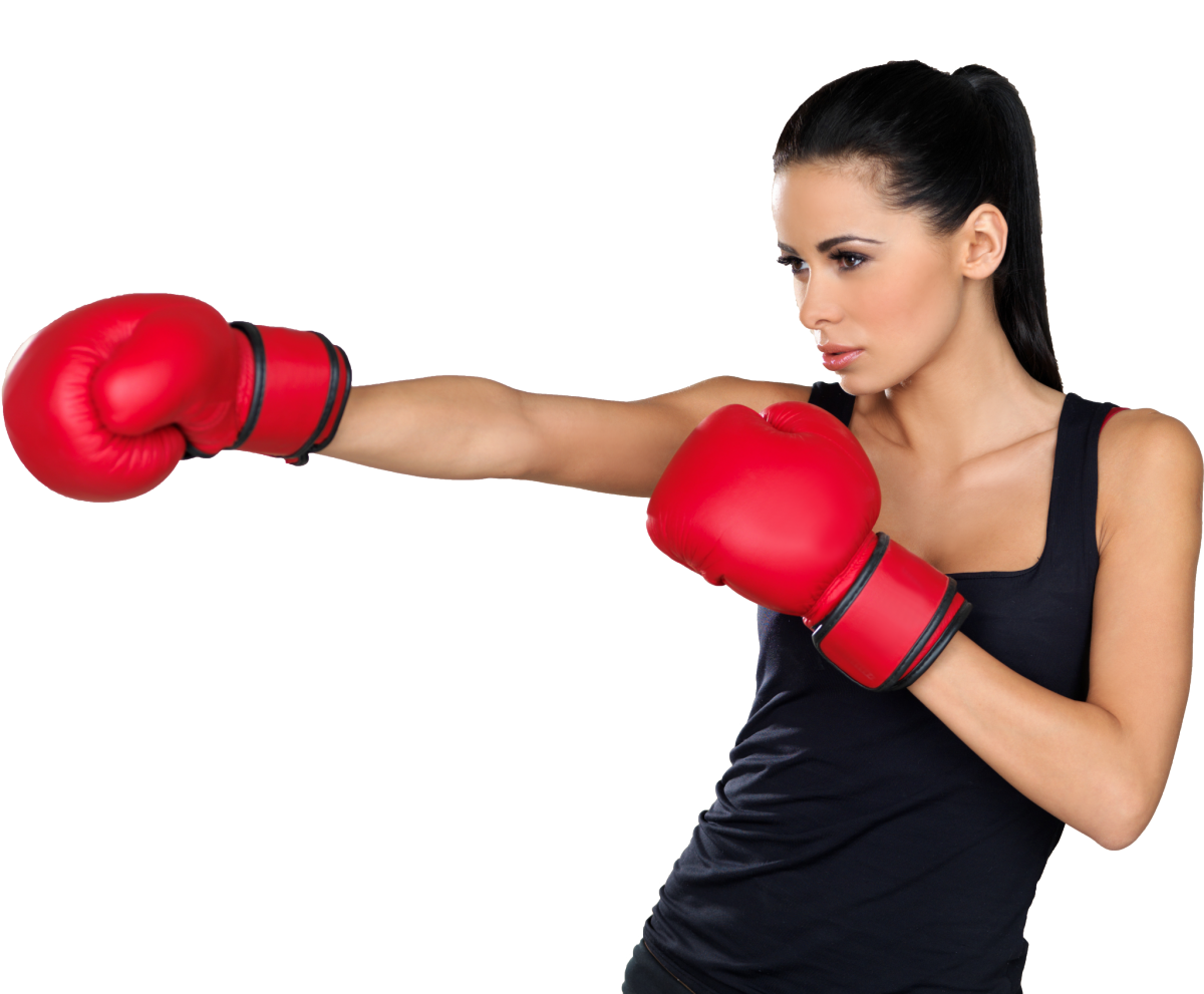 Женщина в боксерских перчатках