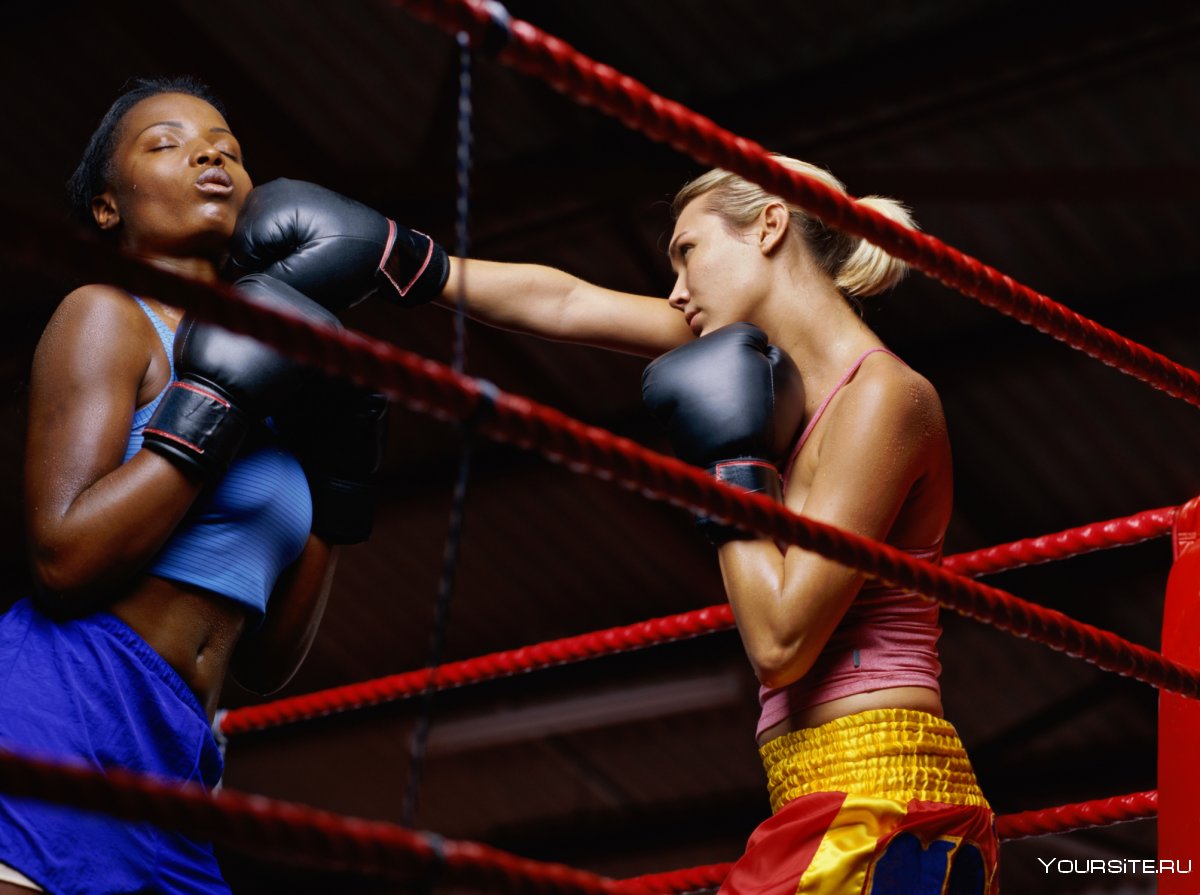 Бокс женщин на ринге