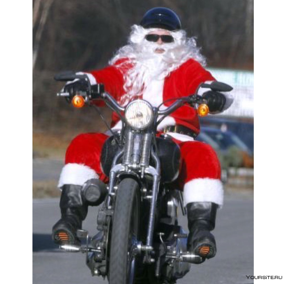 Дед Мороз на байке мотоцикле