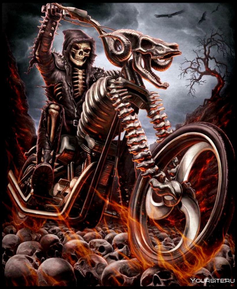 Скелет мотоциклист