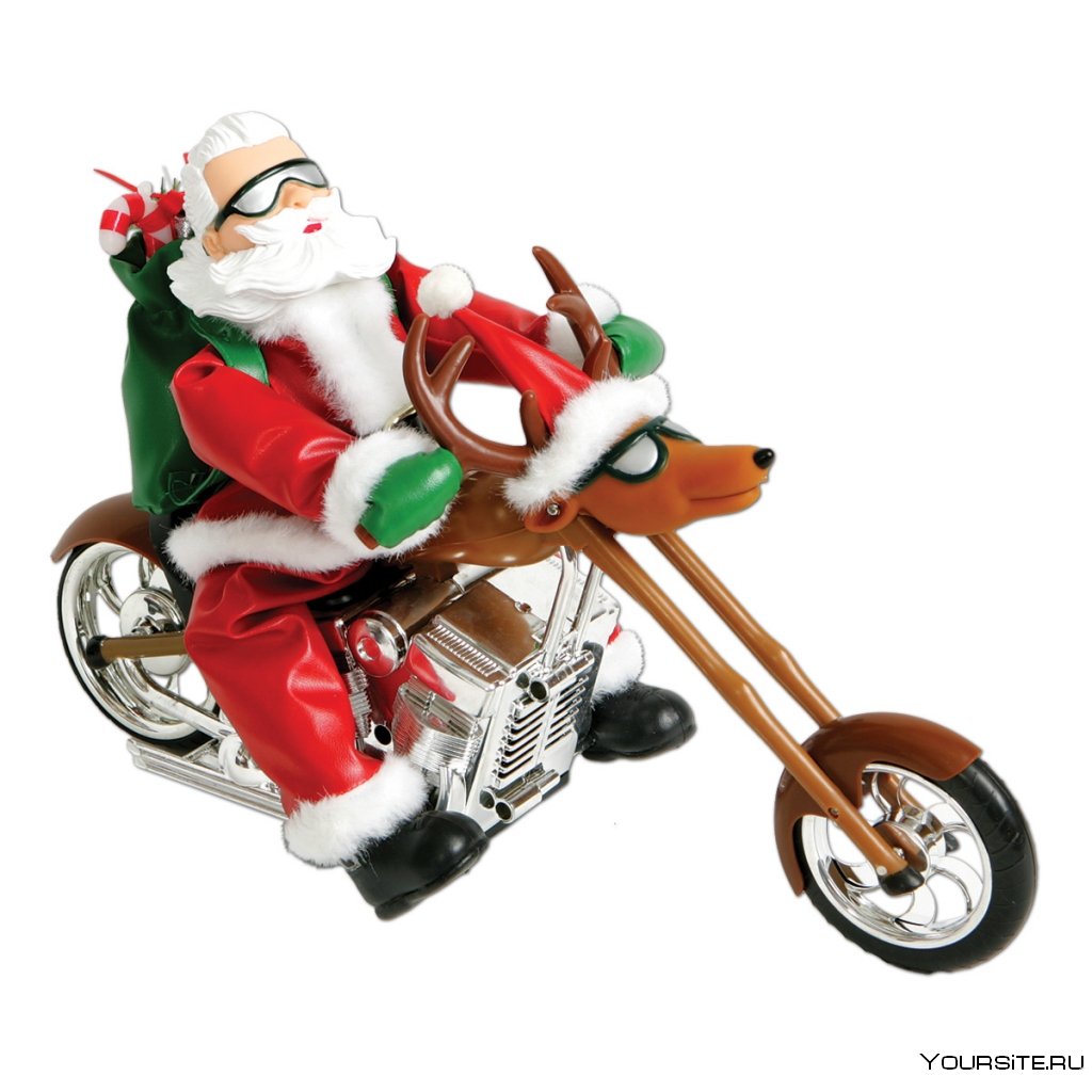 Ёлочная игрушка дед Мороз на мотоцикле
