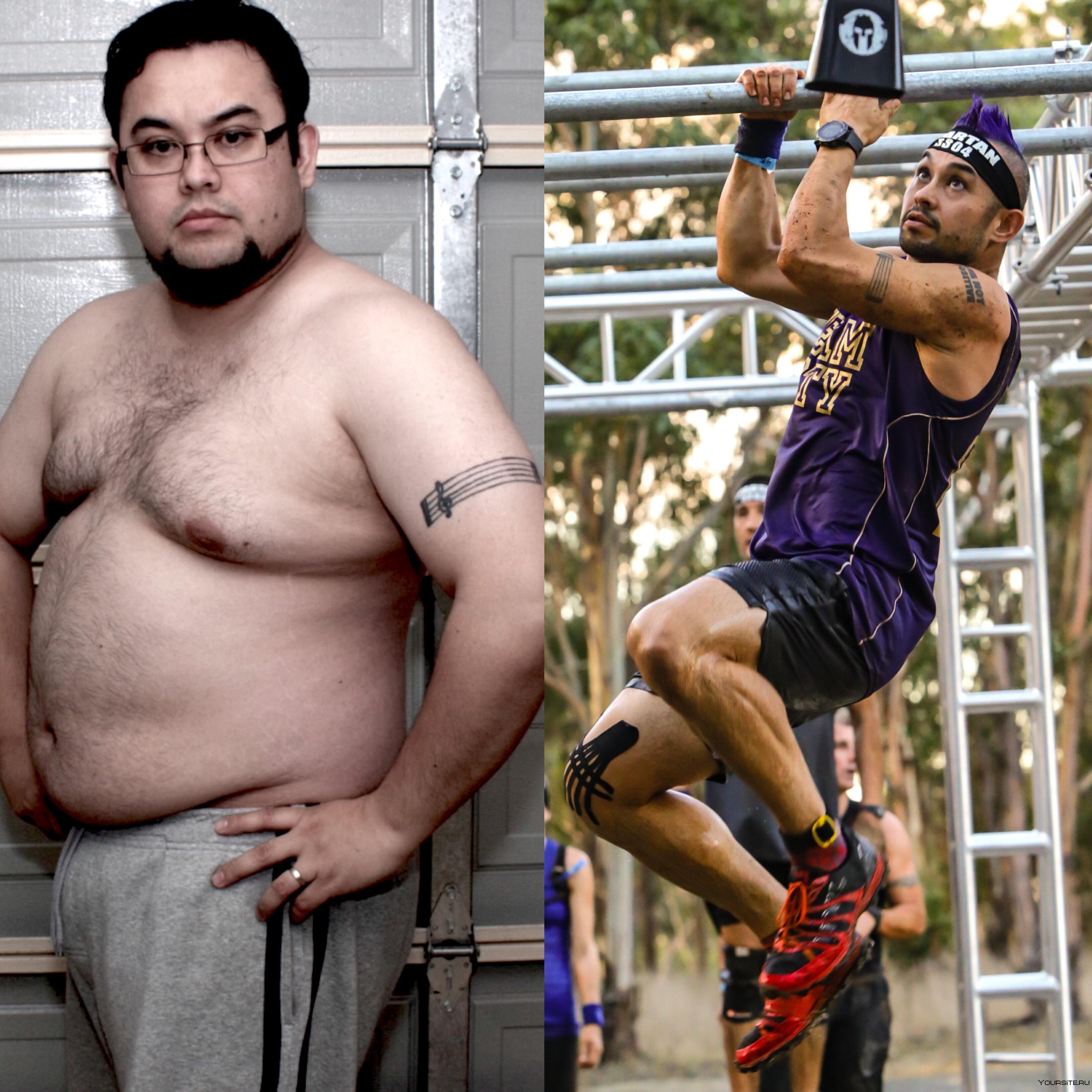 Изменилась с толстым дядей. Толстый человек до и после похудения. Толстый и спортивный человек. Трансформация толстых.
