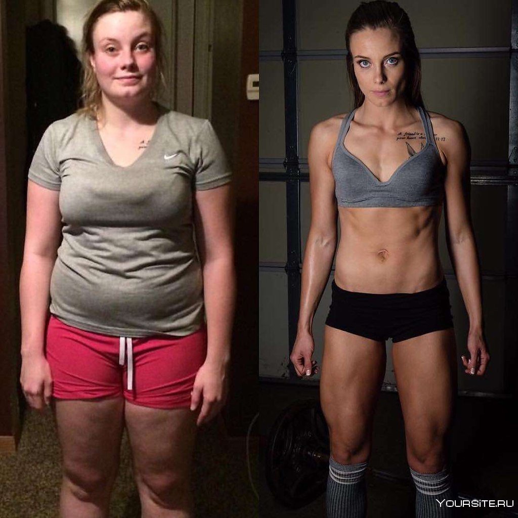 До и после занятия спортом девушки