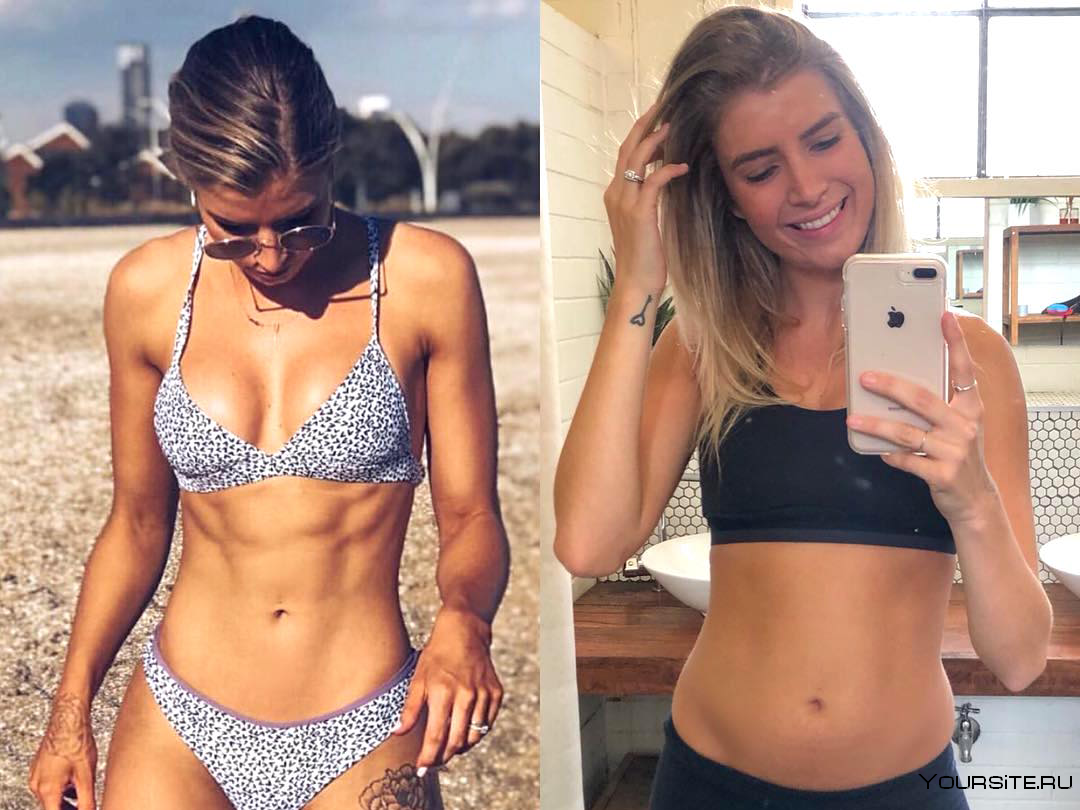 Спортивное тело девушки до и после