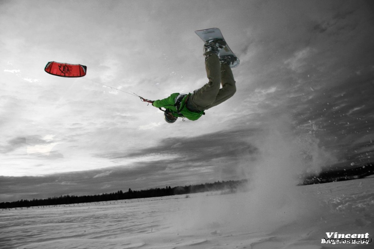Сноуборд с парашютом