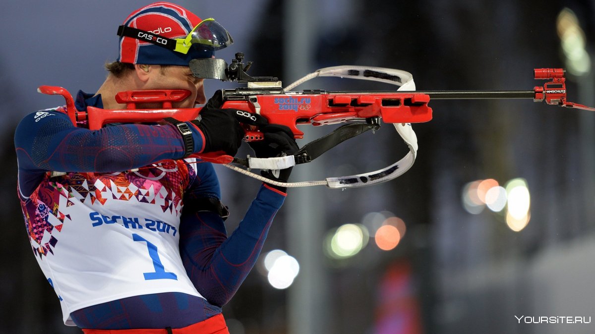 Biathlon Bjoerndalen стреляет