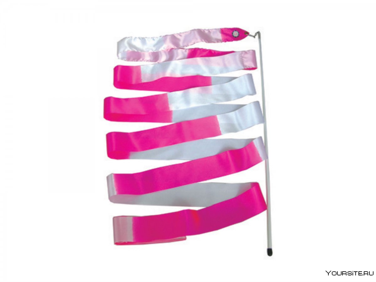 Лента гимнастическая с палочкой 56см, ав236-16, бело-розовый, 6,0 м