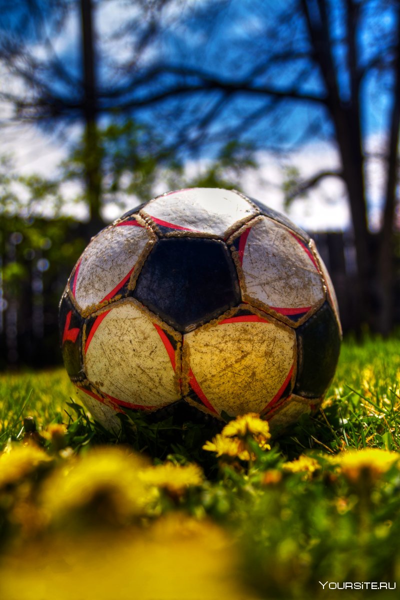 Футбольный мяч на траве
