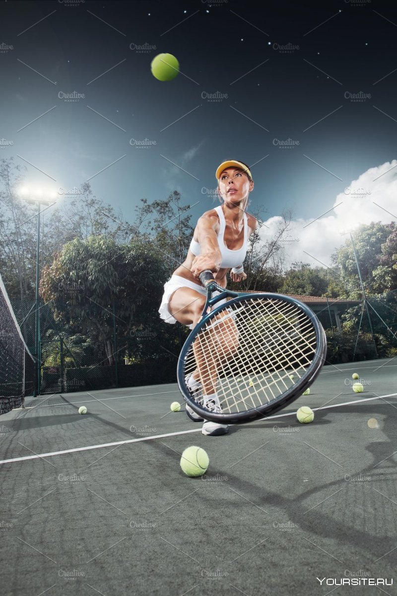 Мужская фотосессия на теннисном корте