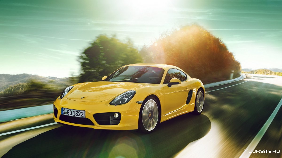 Porsche спорткар желтый