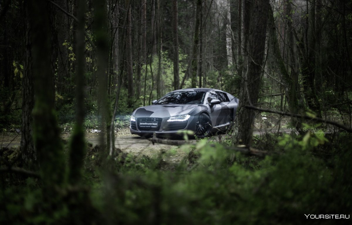 Фотосессия с машиной в лесу