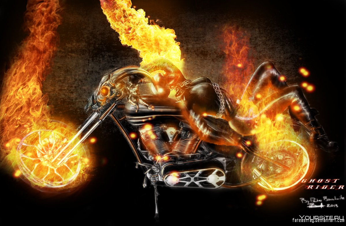 Огненный мотоцикл арт