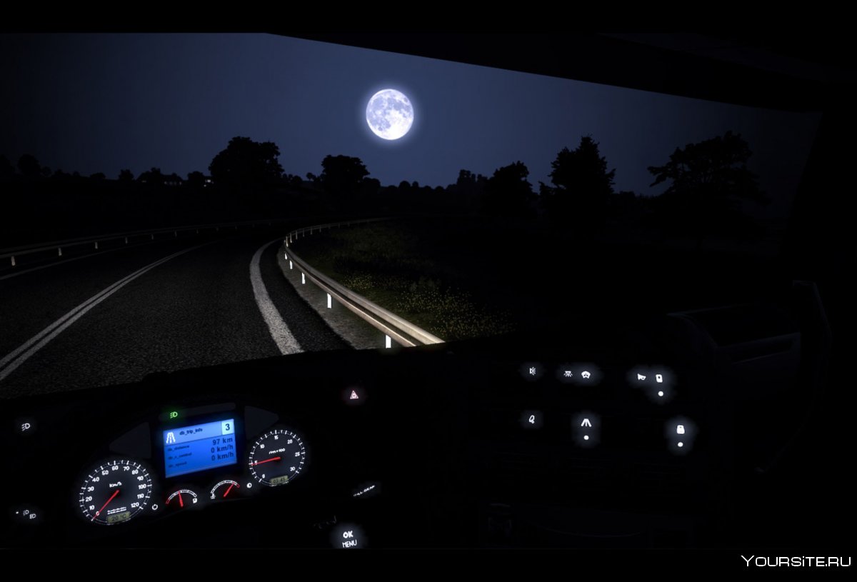 Ночная дорога вид из машины
