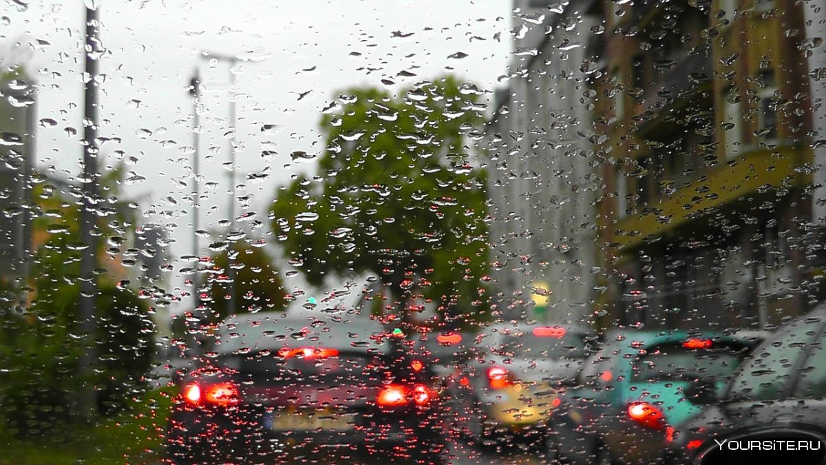 Дождливое окно машины
