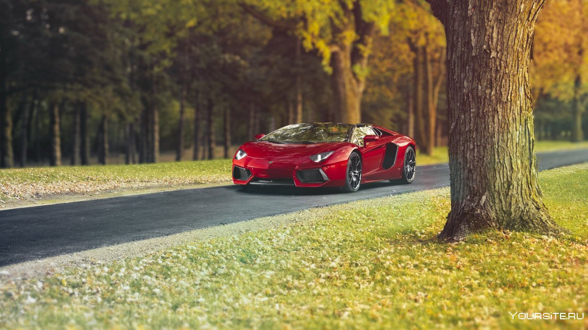 Lamborghini Aventador lp700 4 Roadster Red autumn
