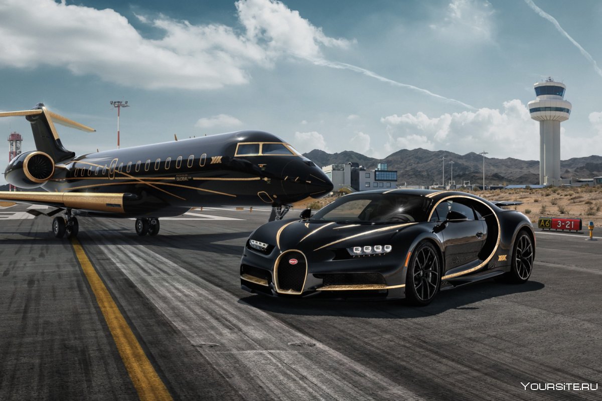 Bugatti Chiron чёрно Золотая