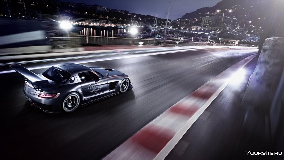 Mercedes-Benz SLS AMG дрифт ночью