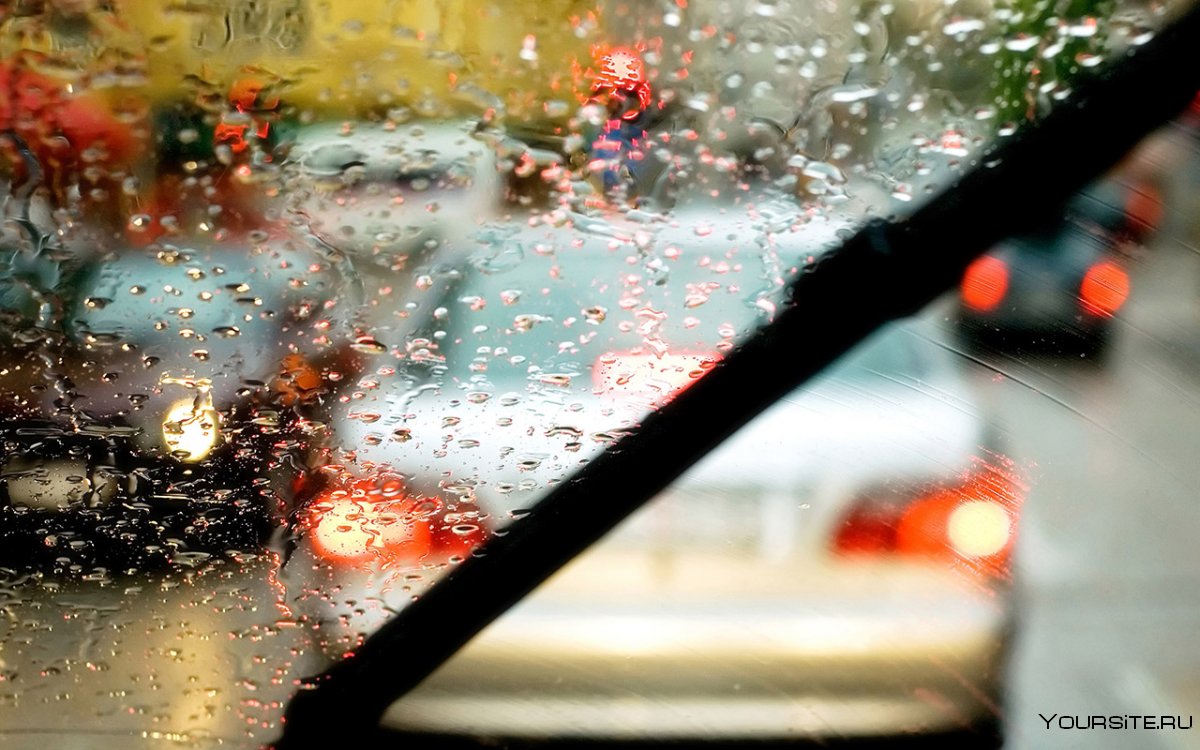 Машины на дороге дождь, пробка