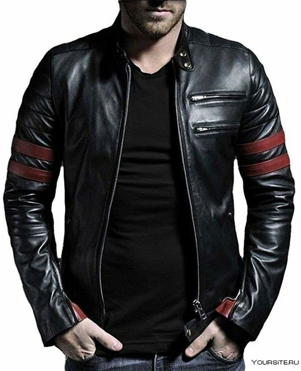 Black Leather Jacket kum006