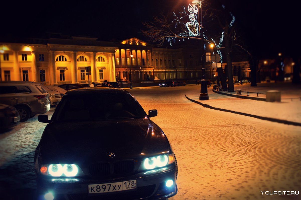 BMW e39 ночь зима