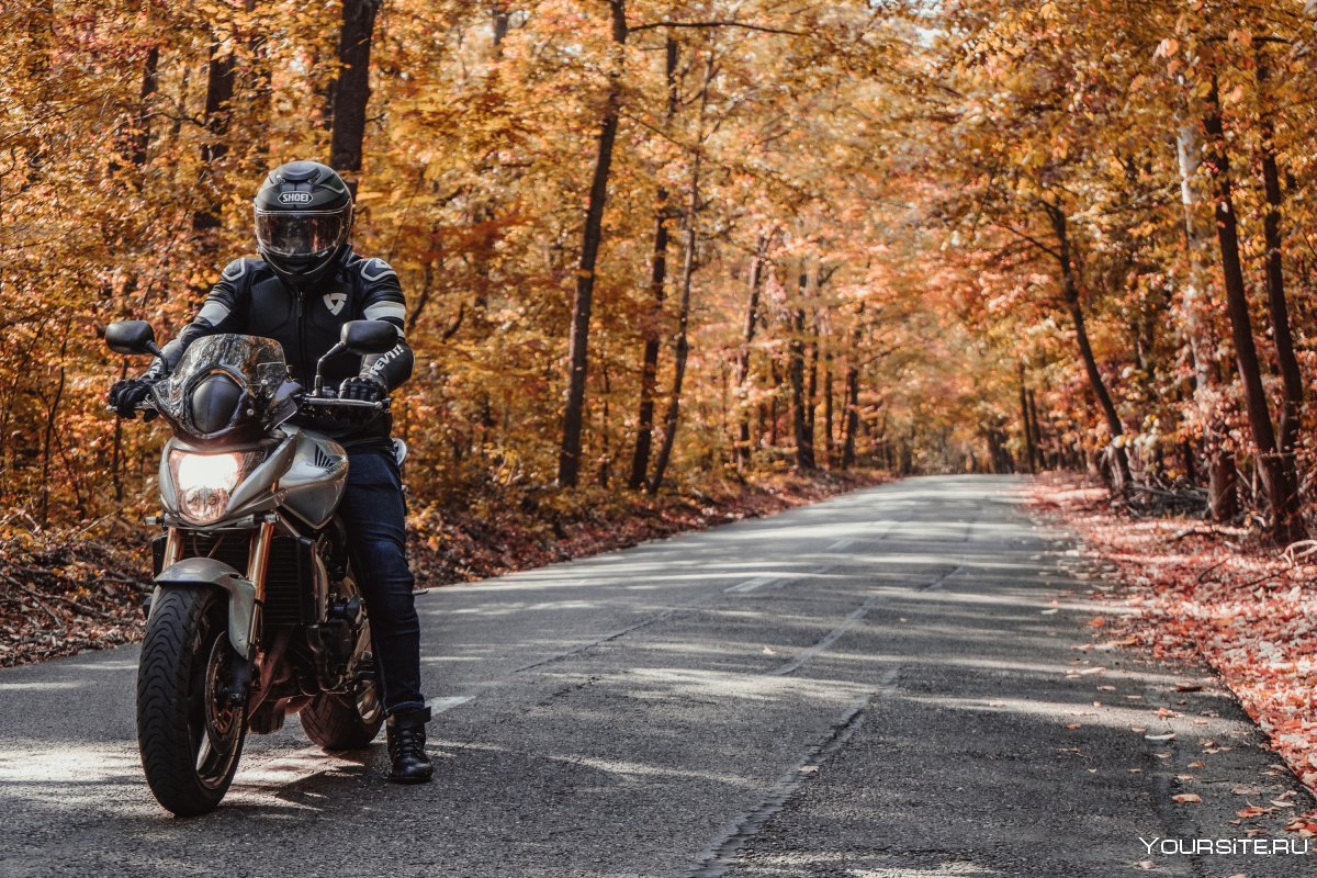 Мотоциклист осень