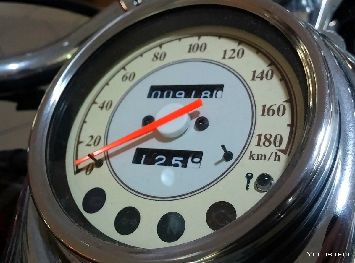 Спидометр мотоцикла на скорости