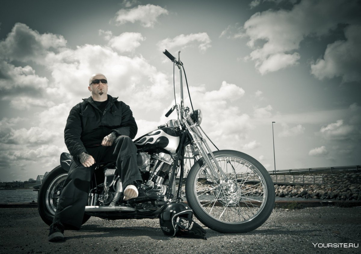 Харлей Дэвидсон мотоциклы с байкерами