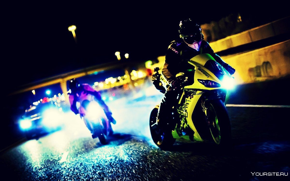 Мотоцикл ночной город