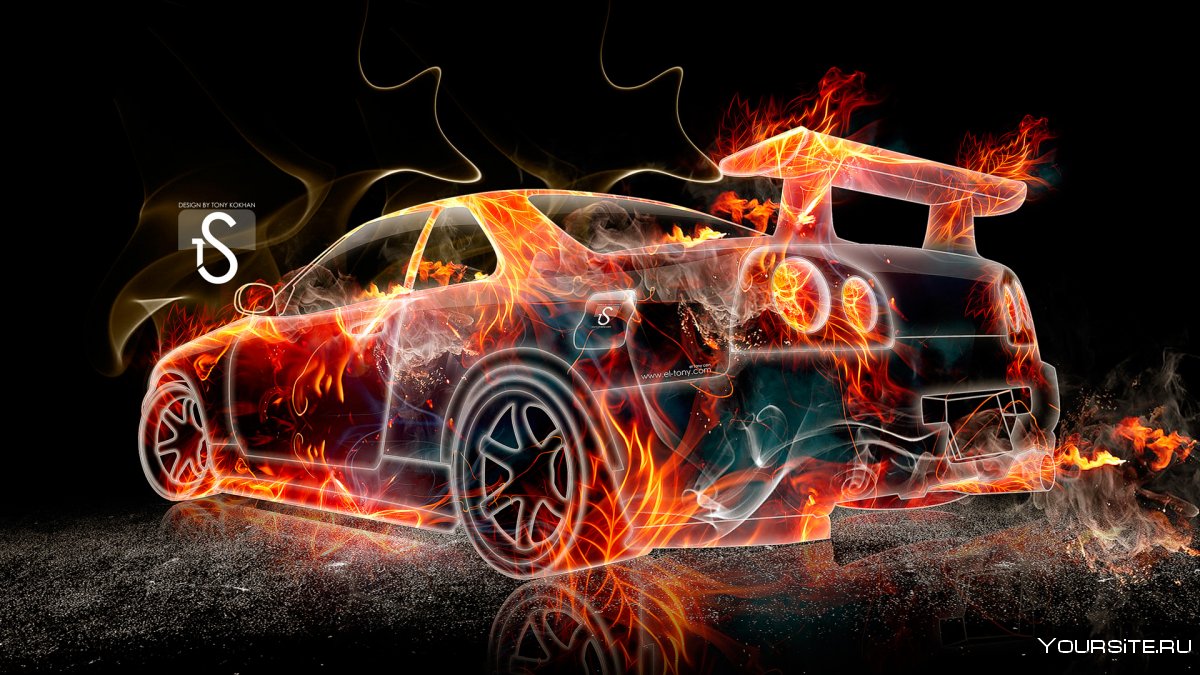 Автомобиль в неоновом огне
