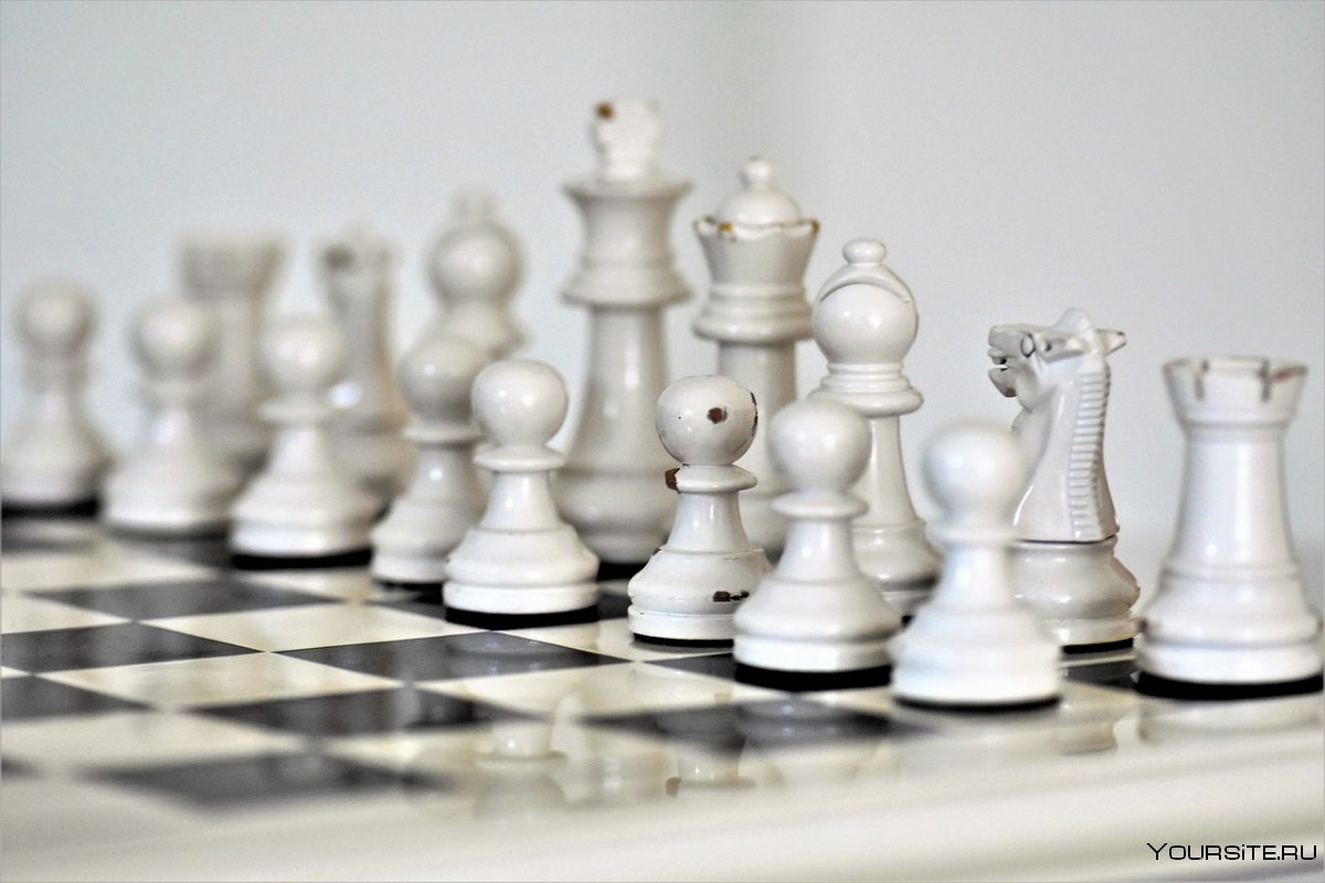 Шахматная доска с фигурами белая Ладья