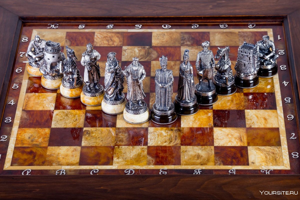 Красивый вид шахматной доски на стол