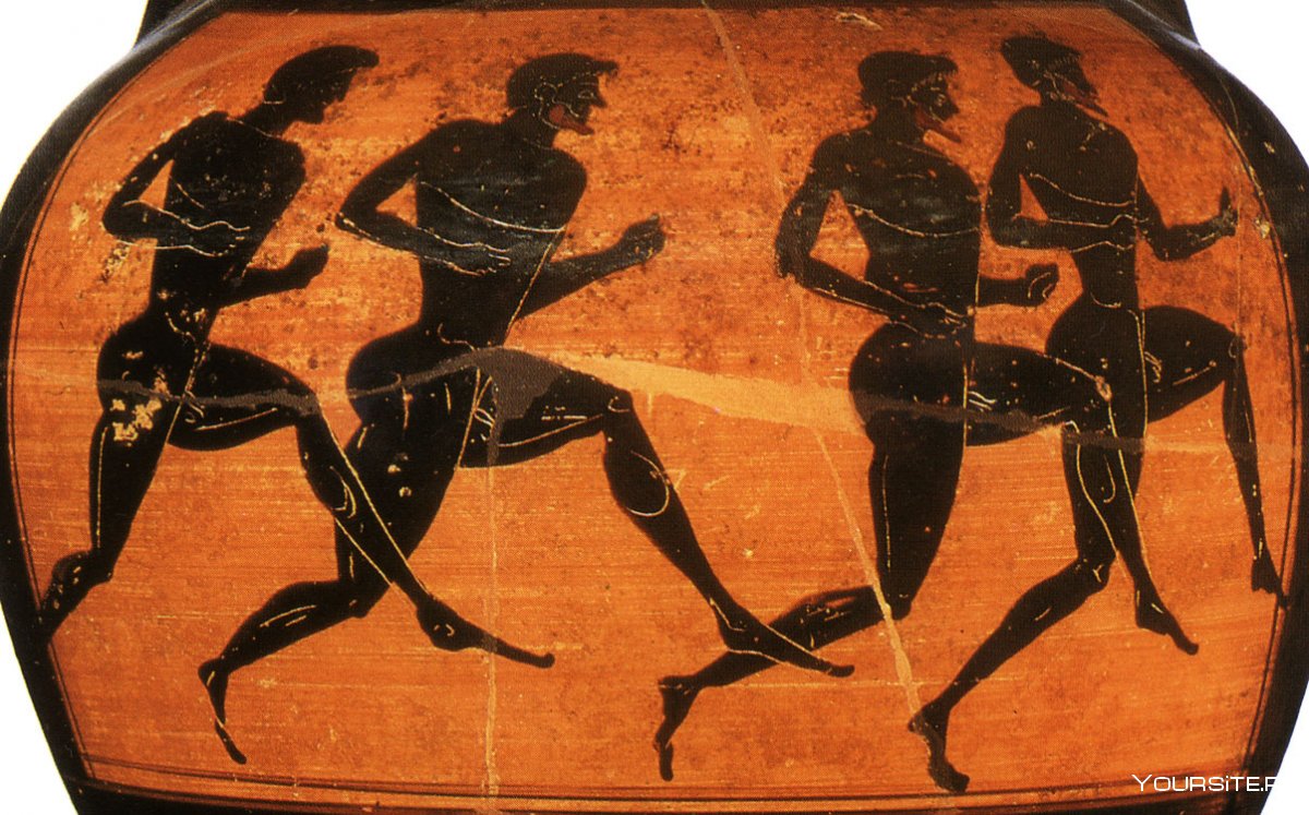 Вазопись древней Греции бегуны