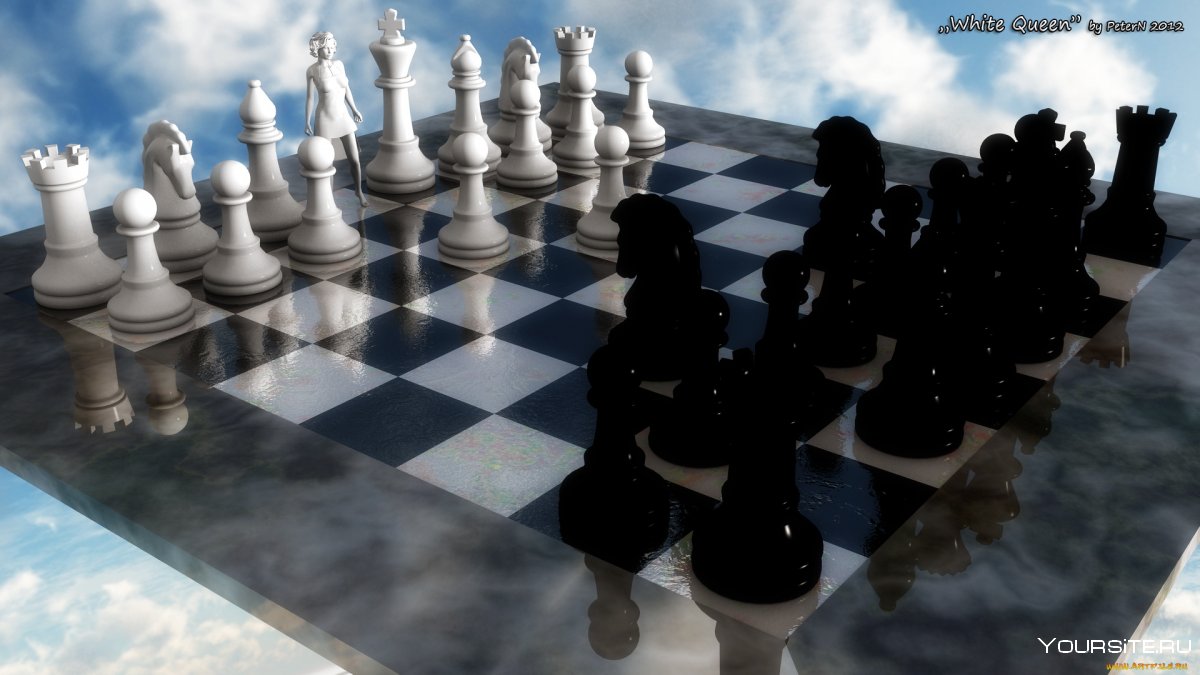 Шахматная доска с фигурами в 3д