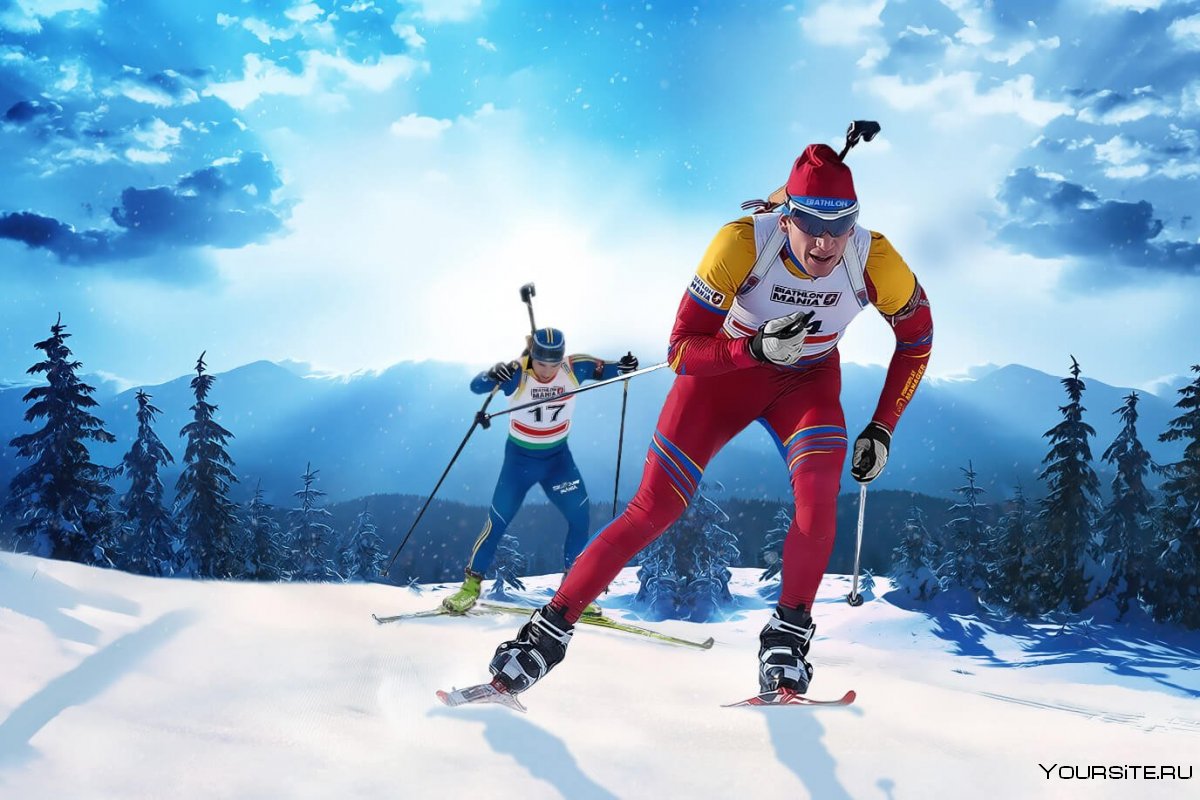 Санта Клаус на лыжах