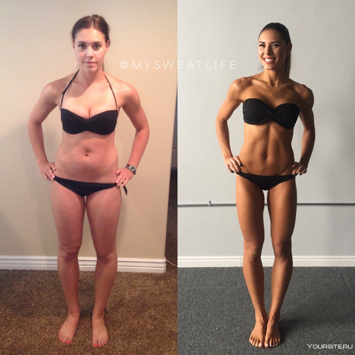 До и после тренировок девушки