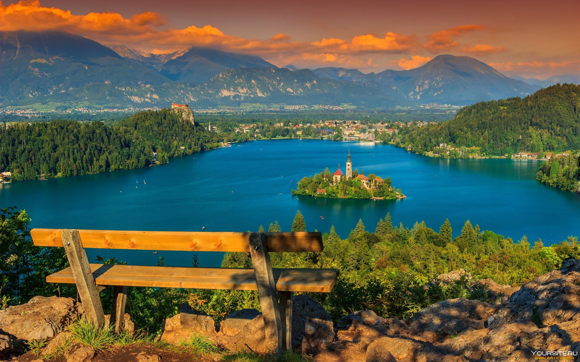 Бледское озеро Словения панорама